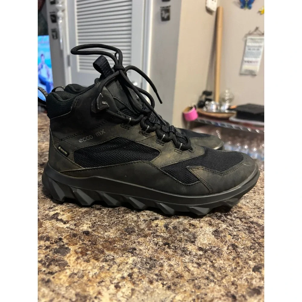 ECCO MX Mid GTX Mens Hiking Boots Black Gore-Tex Waterproof 820223-51052 Size 38